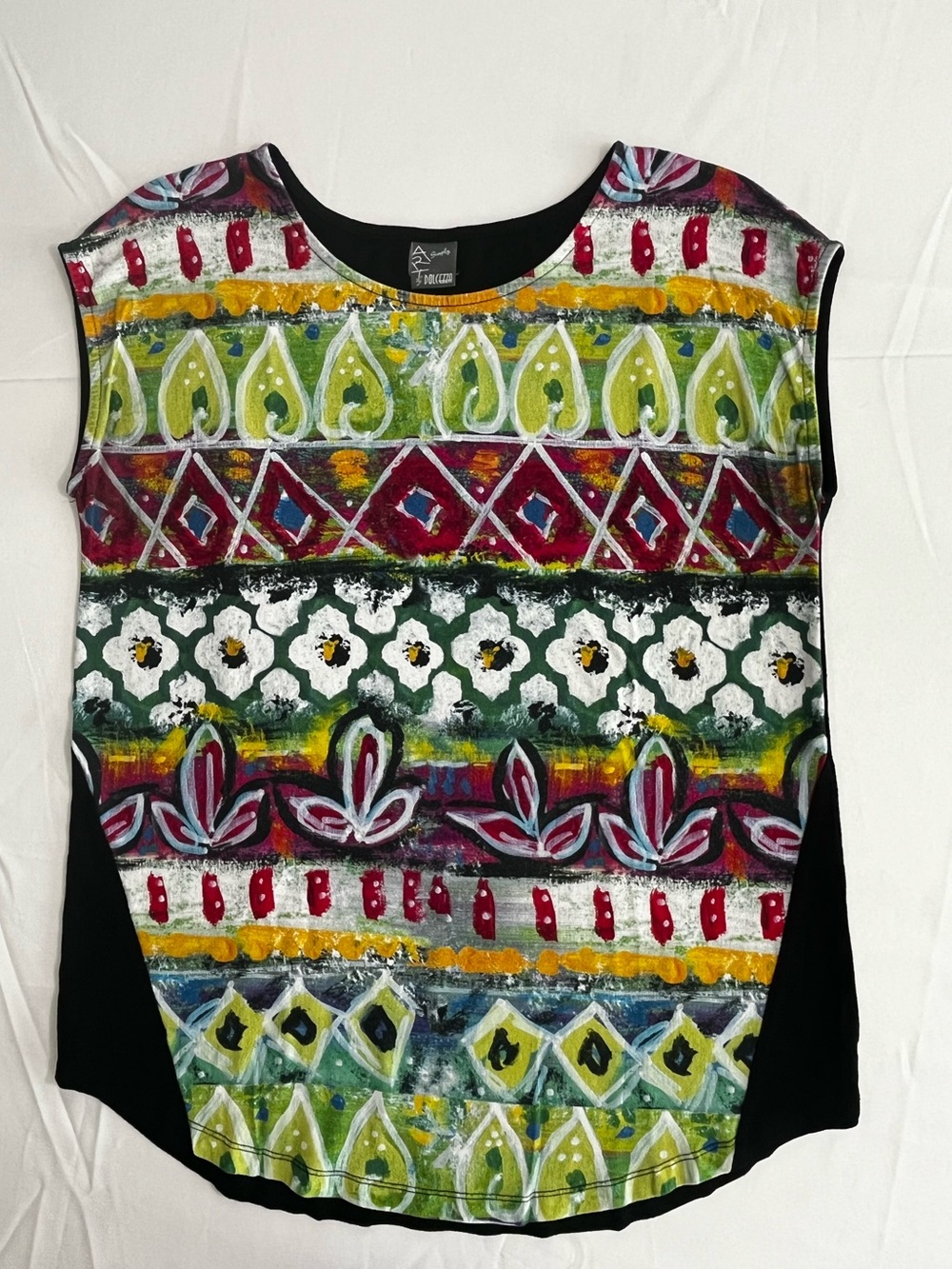 Simply Art by Dolcezza Artsy Cap Sleeve Top Medium Multicolor Linda Woods